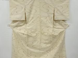 アンティーク　抽象模様織り出し手織り紬単衣着物
